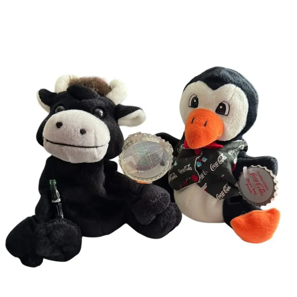 VTG 1998 Coca Cola‎ Toro And Penguin Bean Bag Plush New With Tags Lot of 2